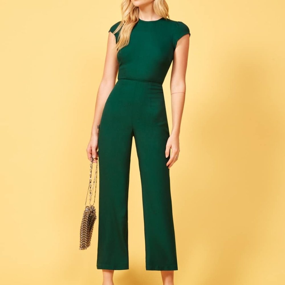Reformation Mayer Jumpsuit in Emerald